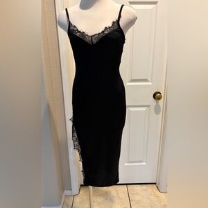 Elegant Black Lace Trim Dress